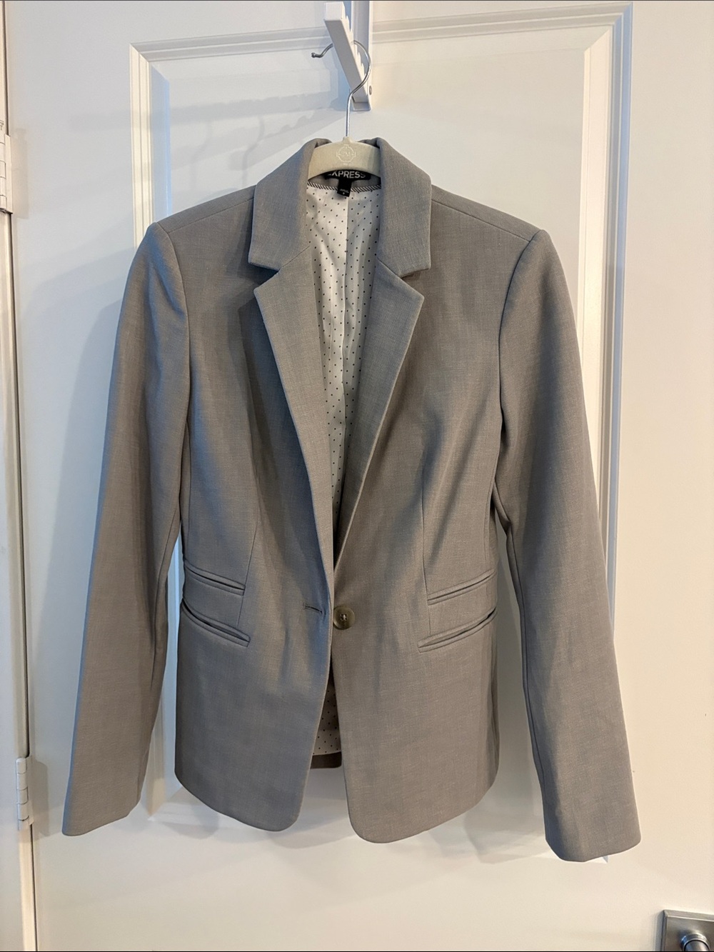 Express Light Gray Single-Button Women's Blazer